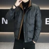 New thickened and warm men's down jacket for winter, with a stand-up collar, cool and casual white duck down winter coat for men Specification image